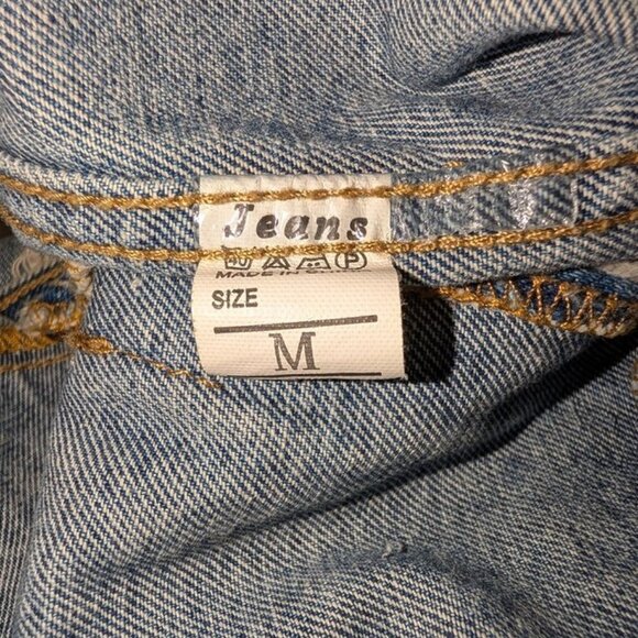 Wear Jeans Retro Long Sleeve Button Worn Broken In Frayed Hole Denim Jacket Coat - Picture 3 of 6